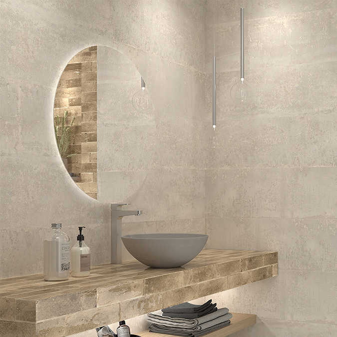 Passat Grey Concrete Effect Wall Tiles - 300 x 900mm