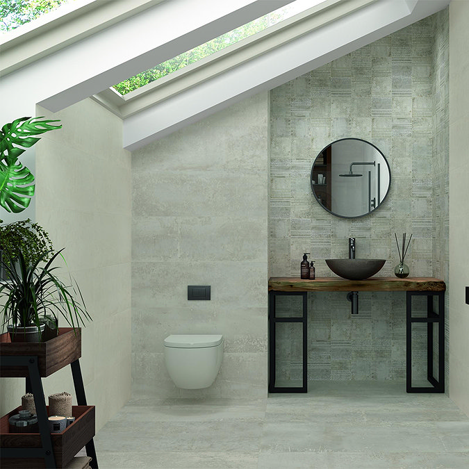 Passat White Concrete Effect Wall Tiles - 300 x 900mm