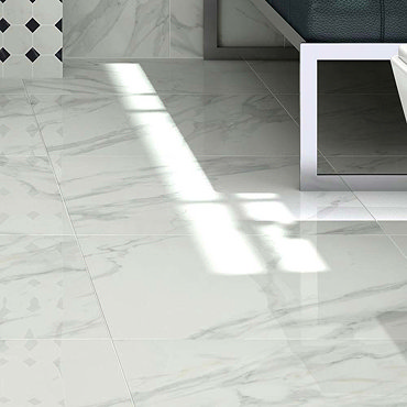Pavia Grey Gloss Porcelain Floor Tiles - 60 x 60cm  Profile Large Image