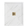 Pavilion 1000 x 800mm White Marble Stone Rectangular Shower Tray & Brushed Brass Waste