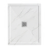 Pavilion 1000 x 800mm White Marble Stone Rectangular Shower Tray & Brushed Steel Waste