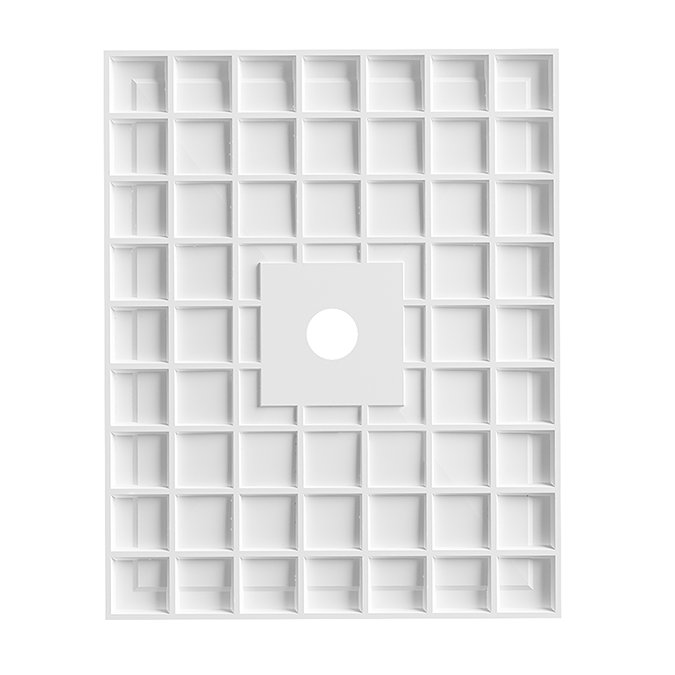 Pavilion 1000 x 800mm White Marble Stone Rectangular Shower Tray & Matt Black Waste