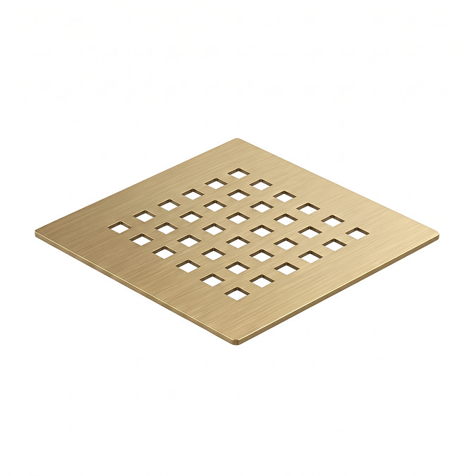 Pavilion 1000 x 900mm White Marble Stone Rectangular Shower Tray & Brushed Brass Waste