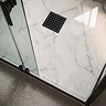 Pavilion 1000 x 900mm White Marble Stone Rectangular Shower Tray & Matt Black Waste