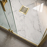 Pavilion 1200 x 800mm White Marble Stone Rectangular Shower Tray & Brushed Brass Waste