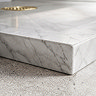 Pavilion 1200 x 800mm White Marble Stone Rectangular Shower Tray & Brushed Brass Waste
