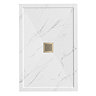 Pavilion 1200 x 800mm White Marble Stone Rectangular Shower Tray & Brushed Brass Waste