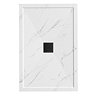 Pavilion 1200 x 800mm White Marble Stone Rectangular Shower Tray & Matt Black Waste