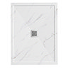 Pavilion 1200 x 900mm White Marble Stone Rectangular Shower Tray & Brushed Steel Waste