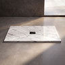 Pavilion 1200 x 900mm White Marble Stone Rectangular Shower Tray & Matt Black Waste