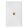 Pavilion 1400 x 900mm White Stone Rectangular Shower Tray & Brushed Brass Waste
