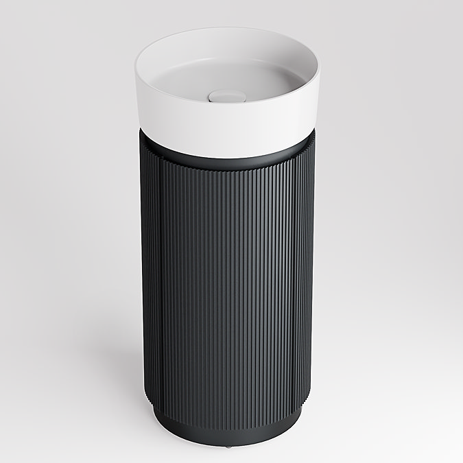 Pavilion 400mm Round Fluted Floor Standing Vanity Unit with Basin - Matt Anthracite