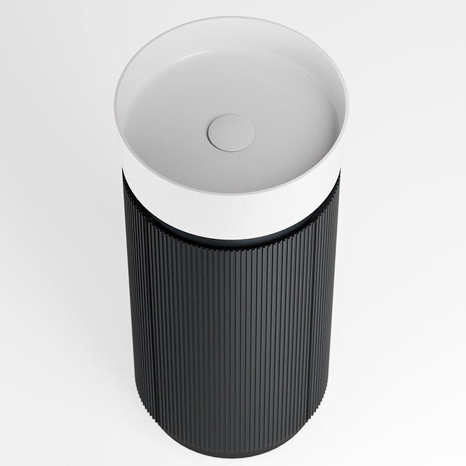 Pavilion 400mm Round Fluted Floor Standing Vanity Unit with Basin - Matt Anthracite