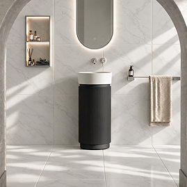 Pavilion 400mm Round Fluted Floor Standing Vanity Unit with Basin - Matt Anthracite