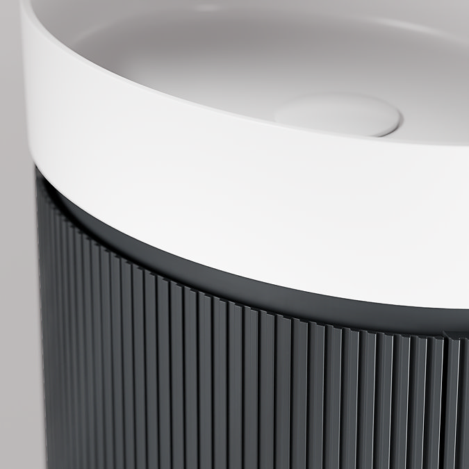 Pavilion 600mm Round Fluted Floor Standing Vanity Unit with Basin - Matt Anthracite
