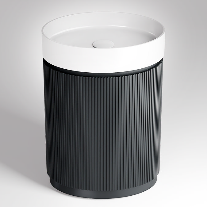 Pavilion 600mm Round Fluted Floor Standing Vanity Unit with Basin - Matt Anthracite
