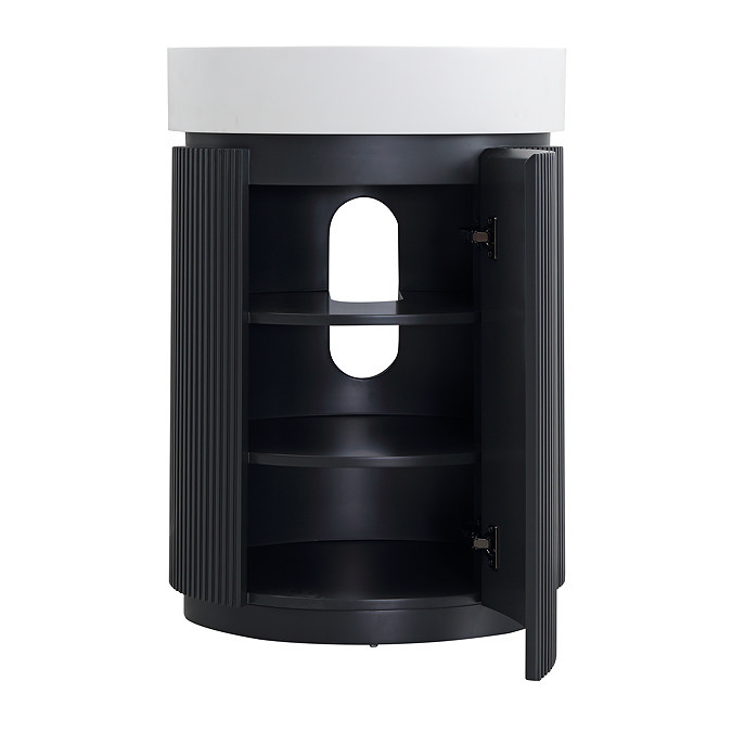 Pavilion 600mm Round Fluted Floor Standing Vanity Unit with Basin - Matt Anthracite