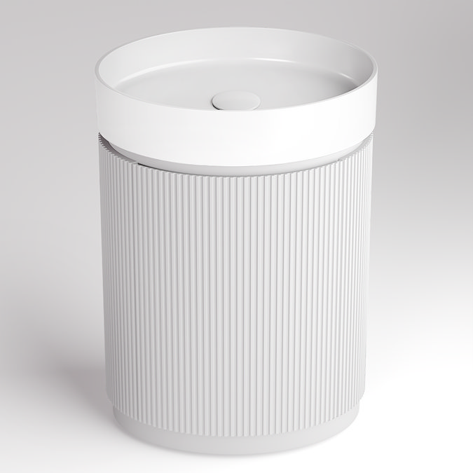 Pavilion 600mm Round Fluted Floor Standing Vanity Unit with Basin - Matt White