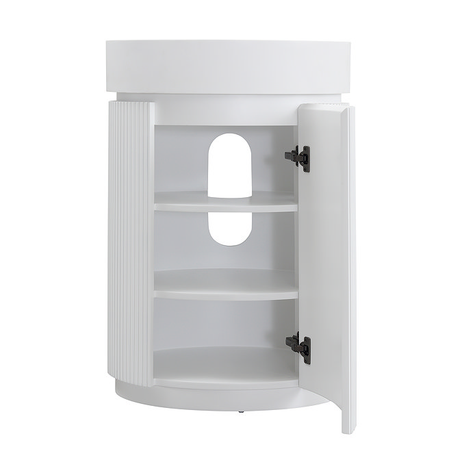 Pavilion 600mm Round Fluted Floor Standing Vanity Unit with Basin - Matt White