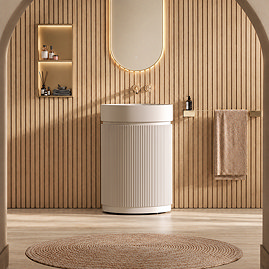 Pavilion 600mm Round Fluted Floor Standing Vanity Unit with Basin