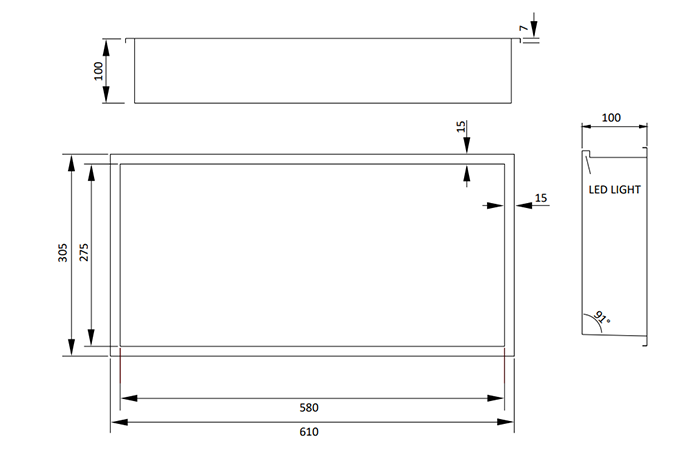 Pavilion 610 x 305mm Illuminated Stainless Steel Niche - Brushed