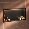 Pavilion Stainless Steel Illuminated Shower Niche - 610 x 305mm, Matt Black
