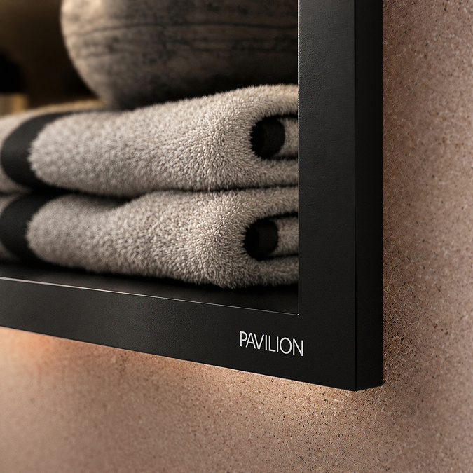 Pavilion Stainless Steel Illuminated Shower Niche - 610 x 305mm, Matt Black