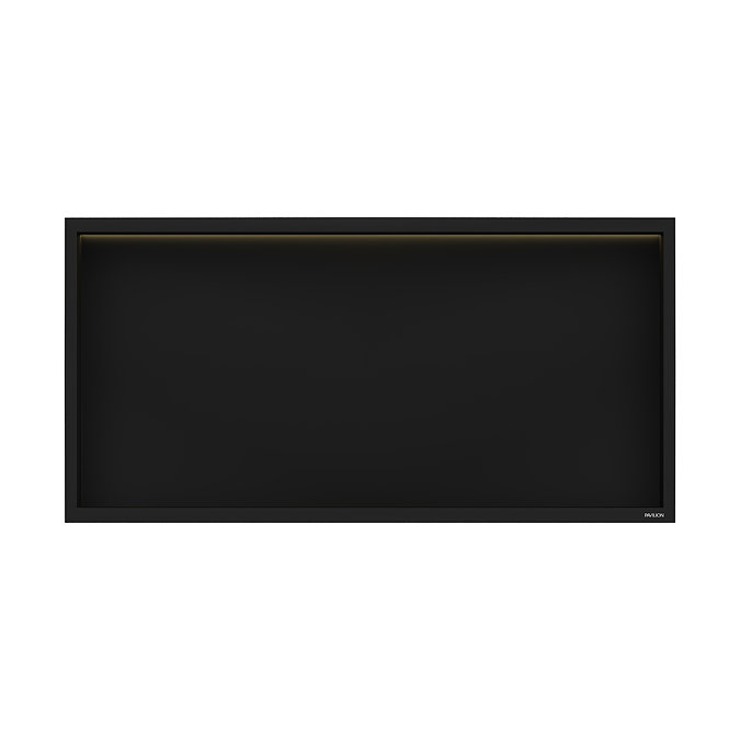 Pavilion Stainless Steel Illuminated Shower Niche - 610 x 305mm, Matt Black