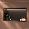 Pavilion Stainless Steel Illuminated Shower Niche - 610 x 305mm, Matt Black