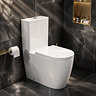 Pavilion Back to Wall Close Coupled Rimless Toilet with Soft-Close Seat, Brushed Brass Flush & Hinges