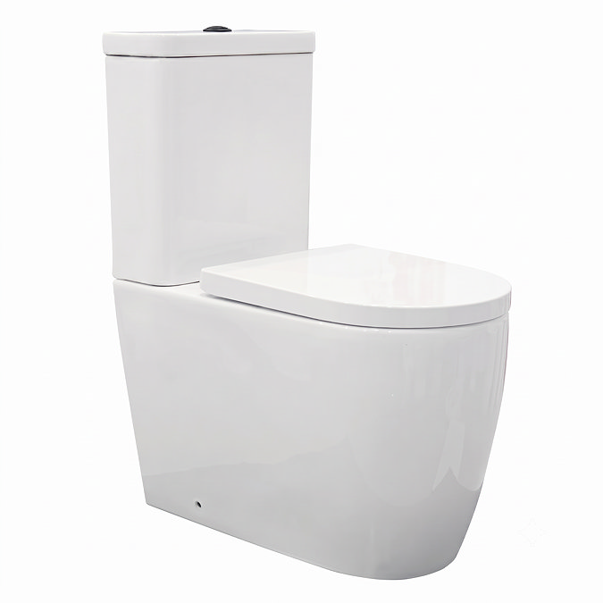 Pavilion Back to Wall Close Coupled Rimless Toilet with Soft-Close Seat, Matt Black Flush & Hinges