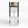 Pavilion Complete Wall Hung Rimless Toilet Set - Round Brushed Brass Flush