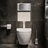 Pavilion Complete Wall Hung Rimless Toilet Set - Round Brushed Steel Flush