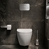 Pavilion Complete Wall Hung Rimless Toilet Set - Round Brushed Steel Flush
