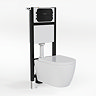 Pavilion Complete Wall Hung Rimless Toilet Set - Round Matt Black Flush