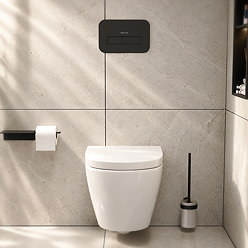 Pavilion Complete Wall Hung Rimless Toilet Set - Round Matt Black Flush