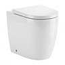 Pavilion Round Rimless Back to Wall Toilet Pan with Soft-Close Seat Angled