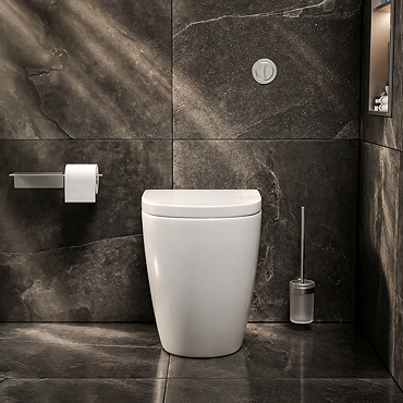 Pavilion Round Rimless Back to Wall Toilet Pan with Soft-Close Seat