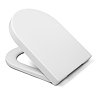 Pavilion Round Rimless Wall Hung Toilet with Soft-Close Seat, Brushed Brass Hinges