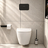 Pavilion Round Rimless Wall Hung Toilet with Soft-Close Seat, Matt Black Hinges - PVWHWC-MB