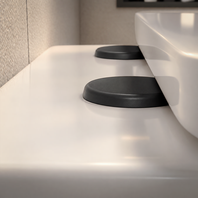 Pavilion Round Rimless Wall Hung Toilet with Soft-Close Seat, Matt Black Hinges - PVWHWC-MB