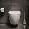 Pavilion Round Rimless Wall Hung Toilet with Soft-Close Seat Front Lifestyle