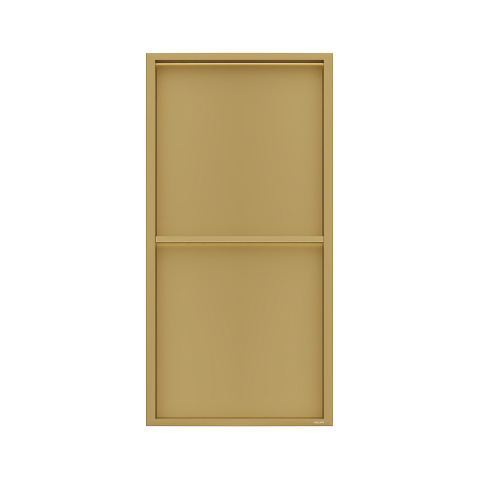 Pavilion Stainless Steel Illuminated Double Shower Niche with Shelf – 610 x 305mm, Brushed Brass