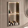 Pavilion Stainless Steel Illuminated Double Shower Niche with Shelf – 610 x 305mm, Brushed