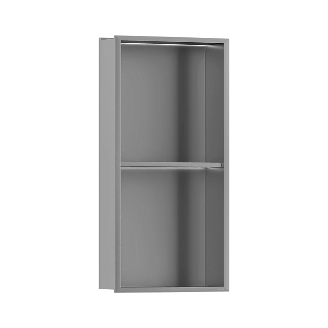 Pavilion Stainless Steel Illuminated Double Shower Niche with Shelf – 610 x 305mm, Brushed