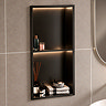 Pavilion Stainless Steel Illuminated Double Shower Niche with Shelf 610 x 305mm Matt Black Lifestyle