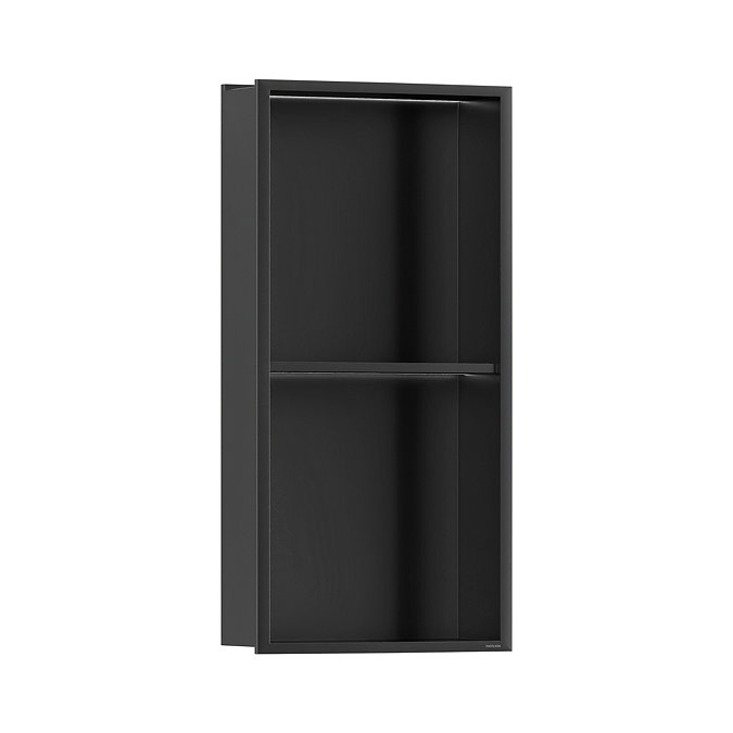 Pavilion Stainless Steel Illuminated Double Shower Niche with Shelf 610 x 305mm Matt Black