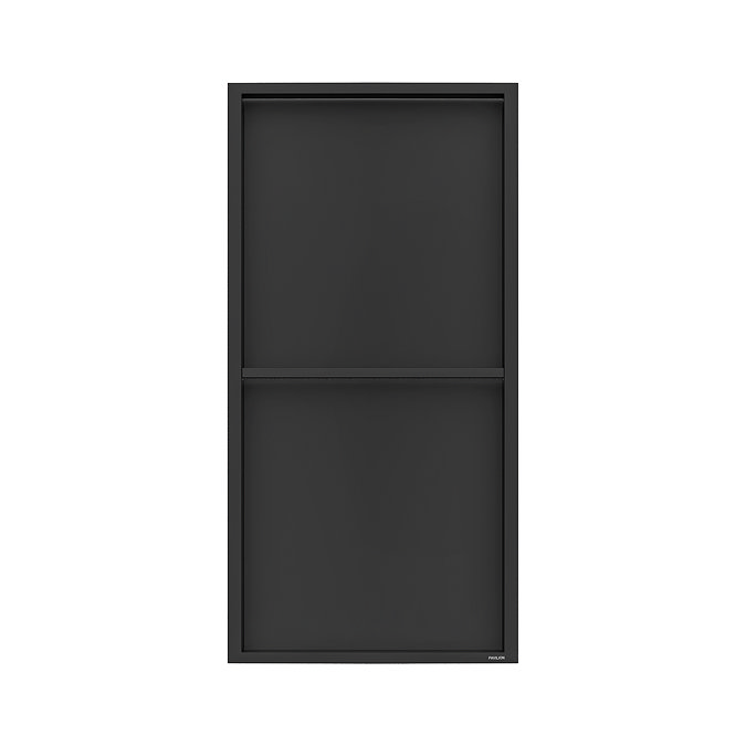Pavilion Stainless Steel Illuminated Double Shower Niche with Shelf 610 x 305mm Matt Black