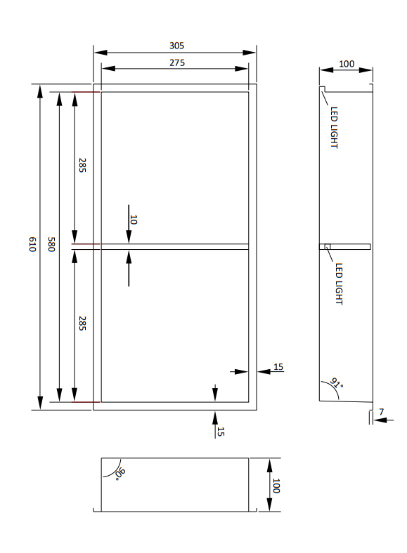 Pavilion Stainless Steel Illuminated Double Shower Niche with Shelf – 610x305mm, Matt Black