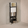 Pavilion Toilet Cistern Frame with Brushed Brass Round Dual Flush Plate